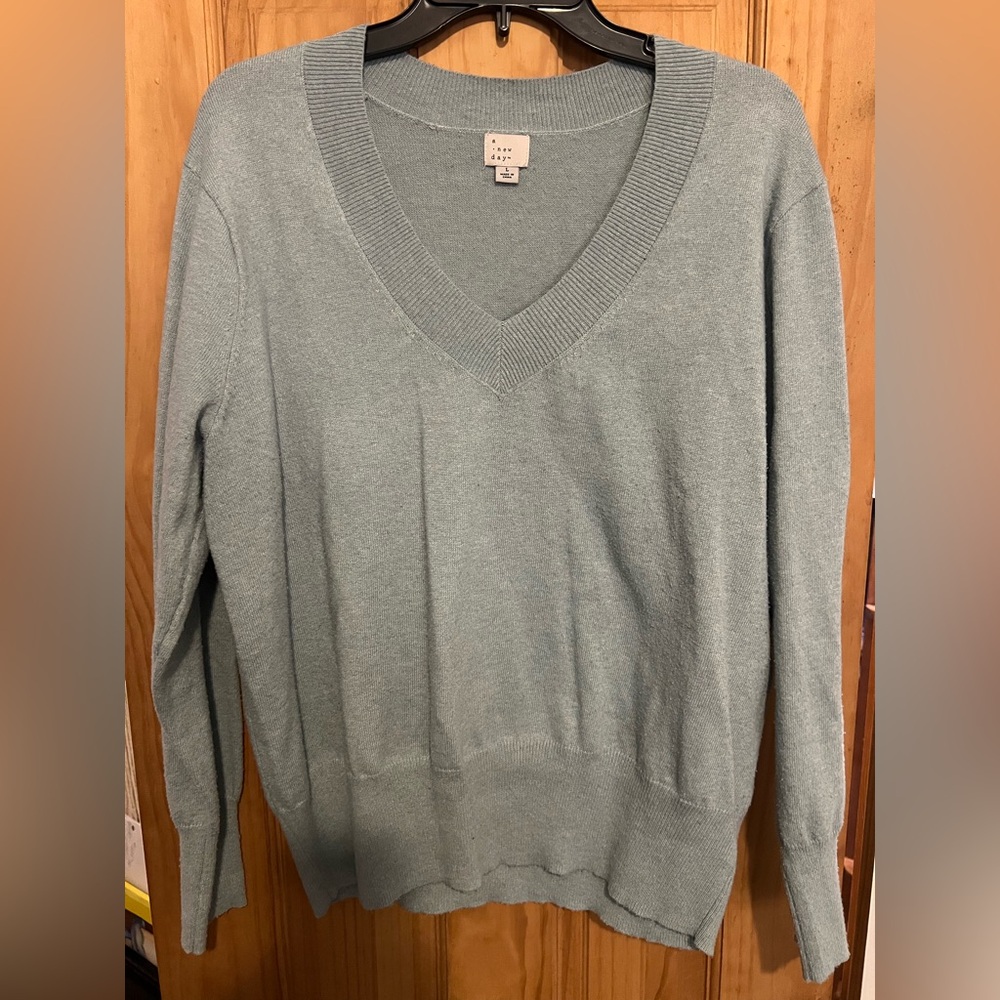 a new day Light Sage V-Neck Sweater
